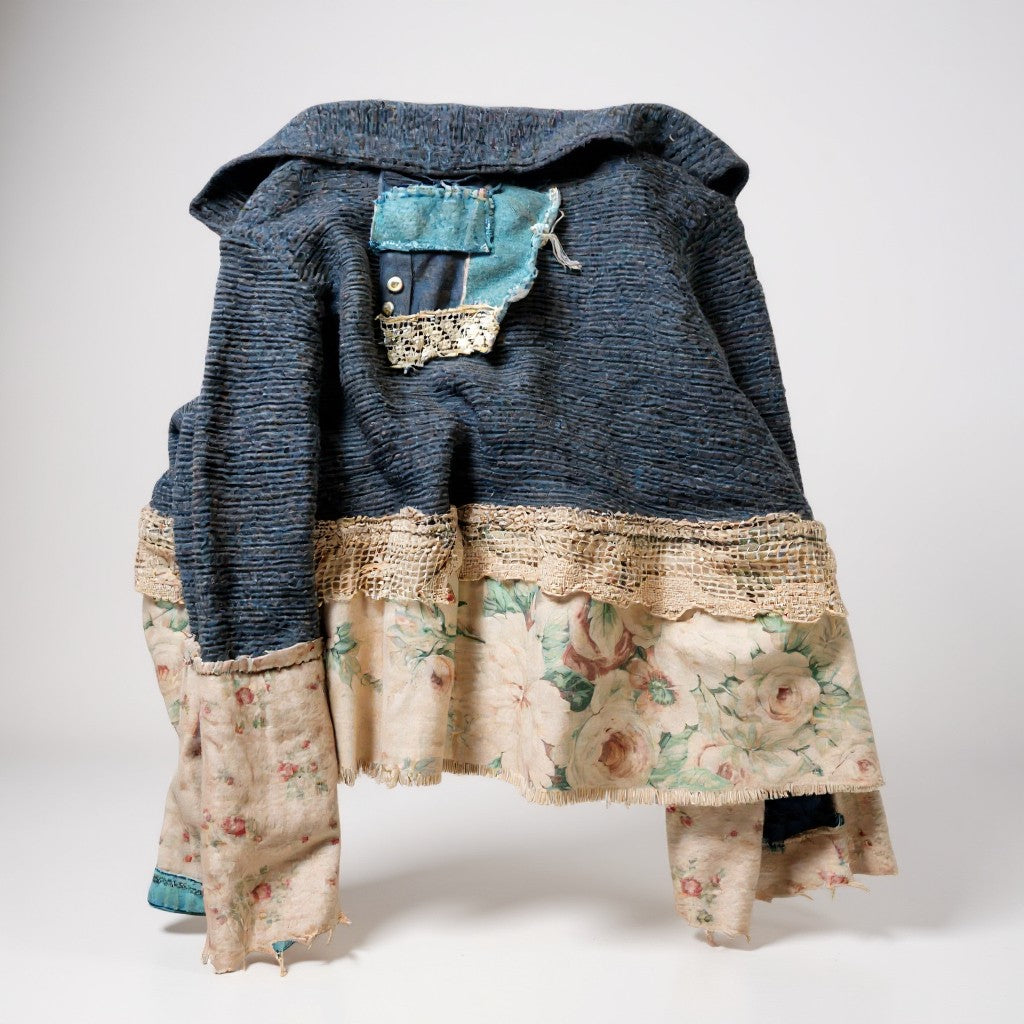 FADED FLORAL GRAY - CARDIGAN SWEATER