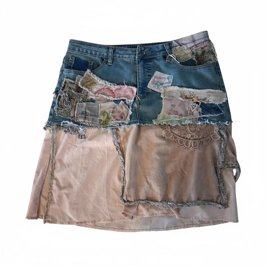 Fade Blues Hand Dyed Denim Skirt