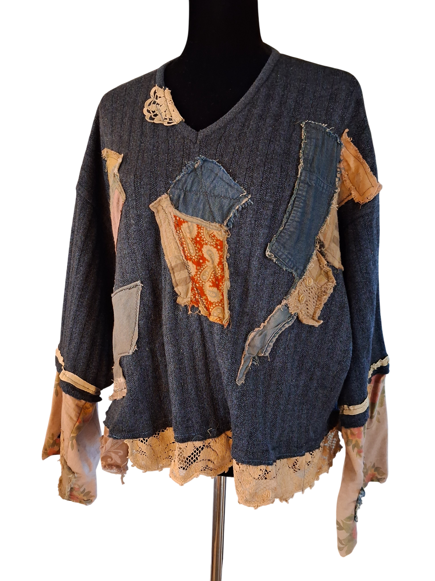 NAVY BLUE BOHO SWEATER