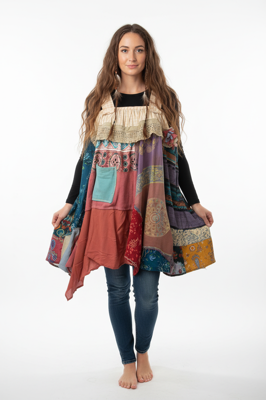 Boho hippie model - black tee layered