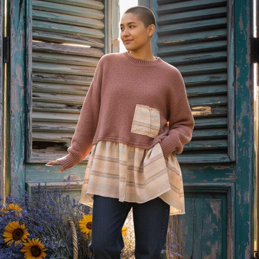Upcycled Tunic Sweater Chestnut