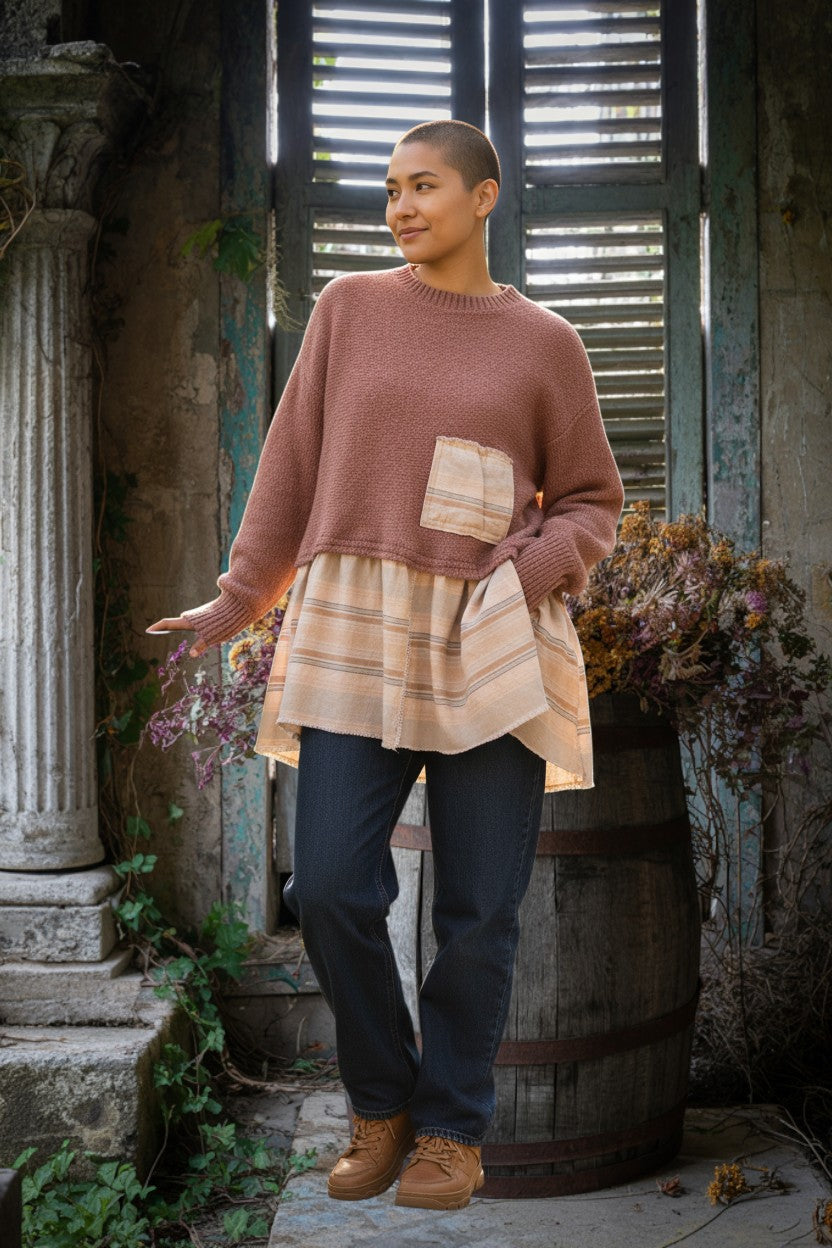Upcycled Tunic Sweater Chestnut