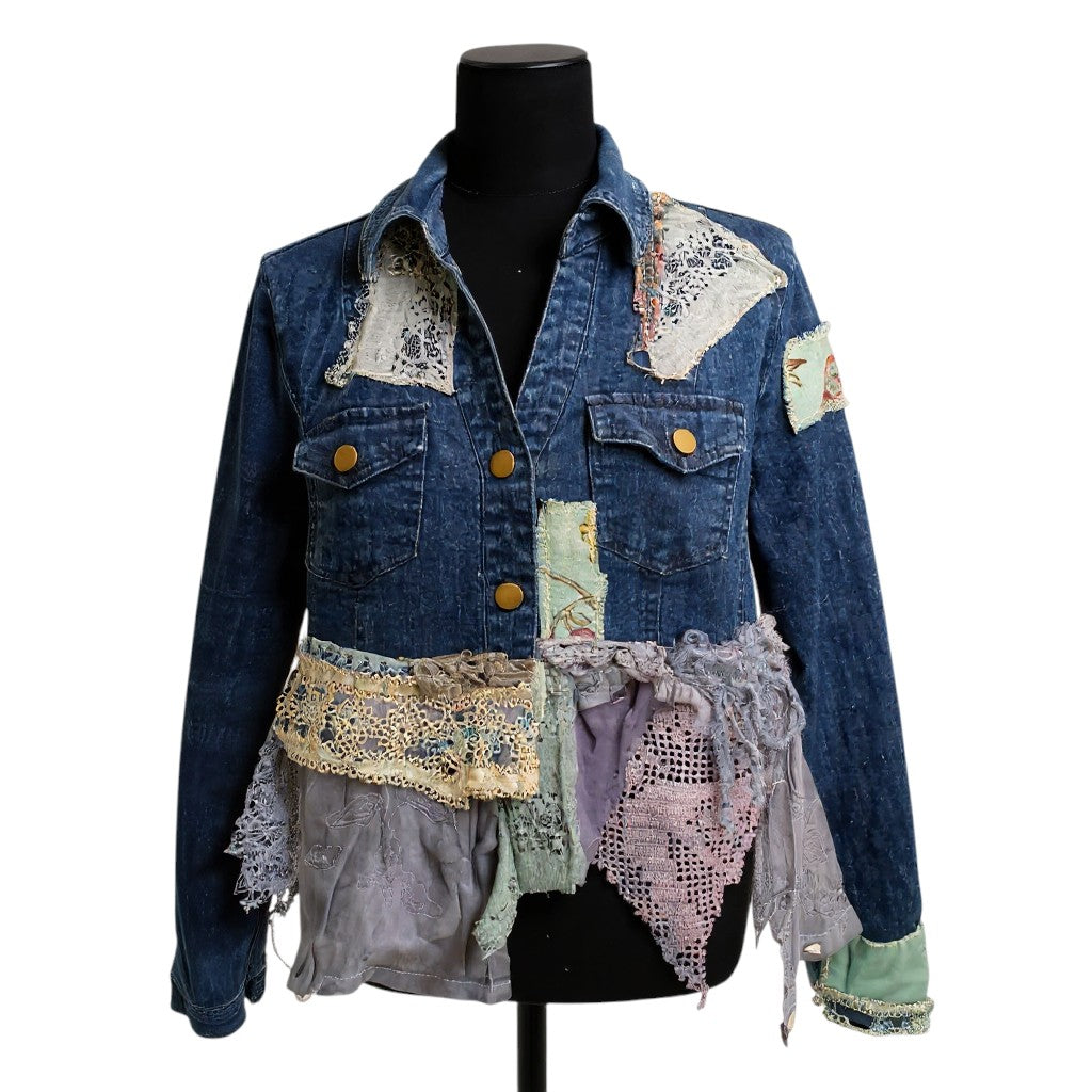 Faded Blues Upcycled Denim Jacket