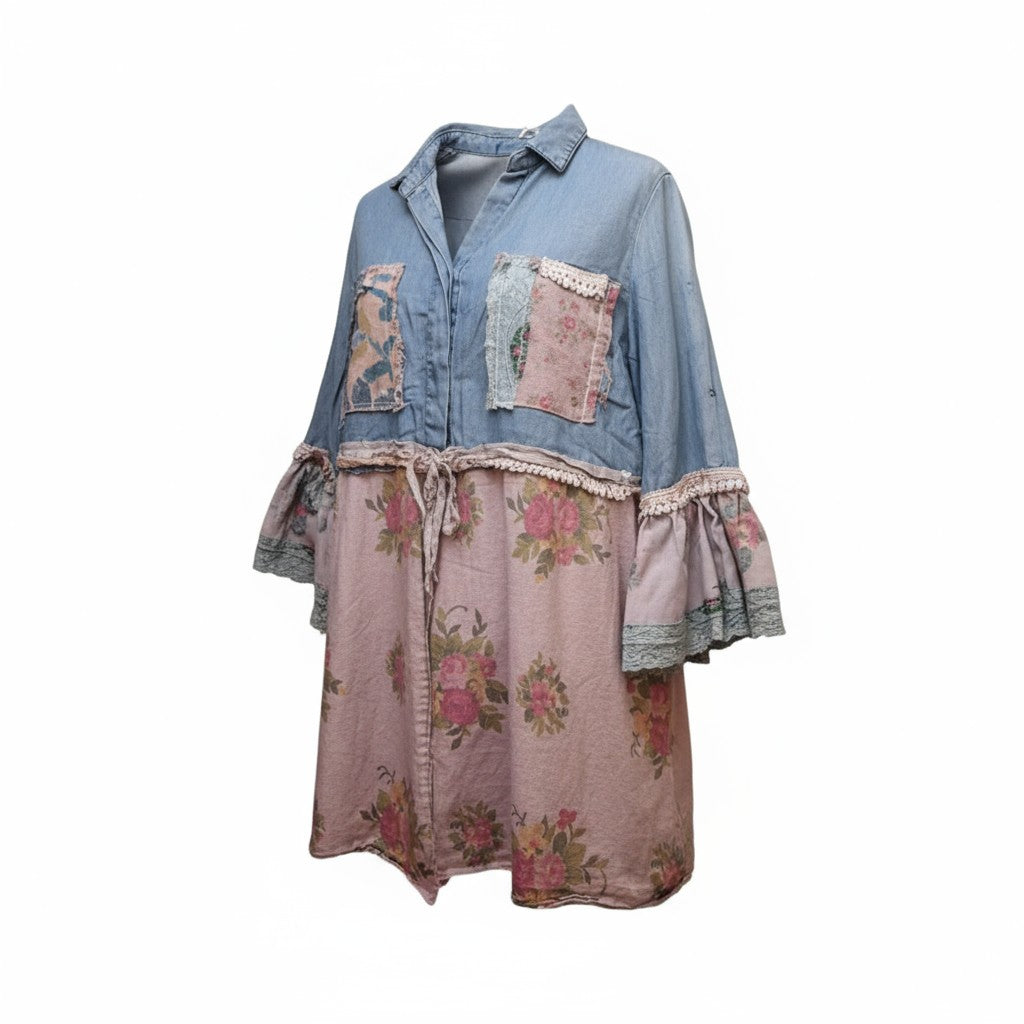 Faded Blues Upcycled Hand Dyed Tunic