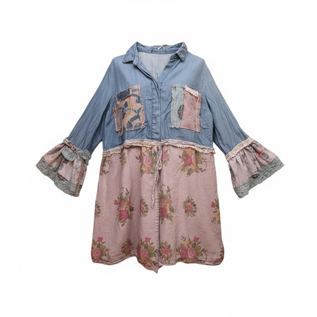 Faded Blues Upcycled Hand Dyed Tunic