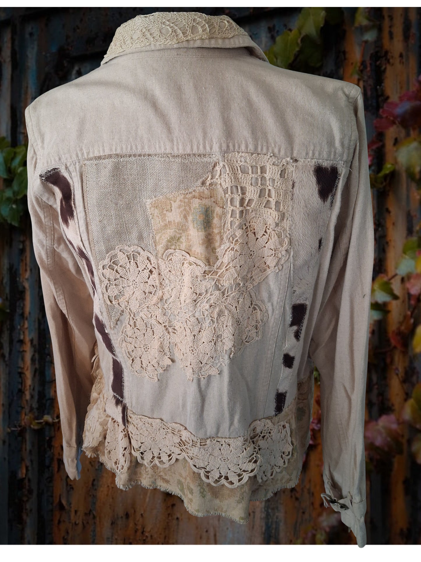 BOHO Linen Jacket Beading & Patchwork