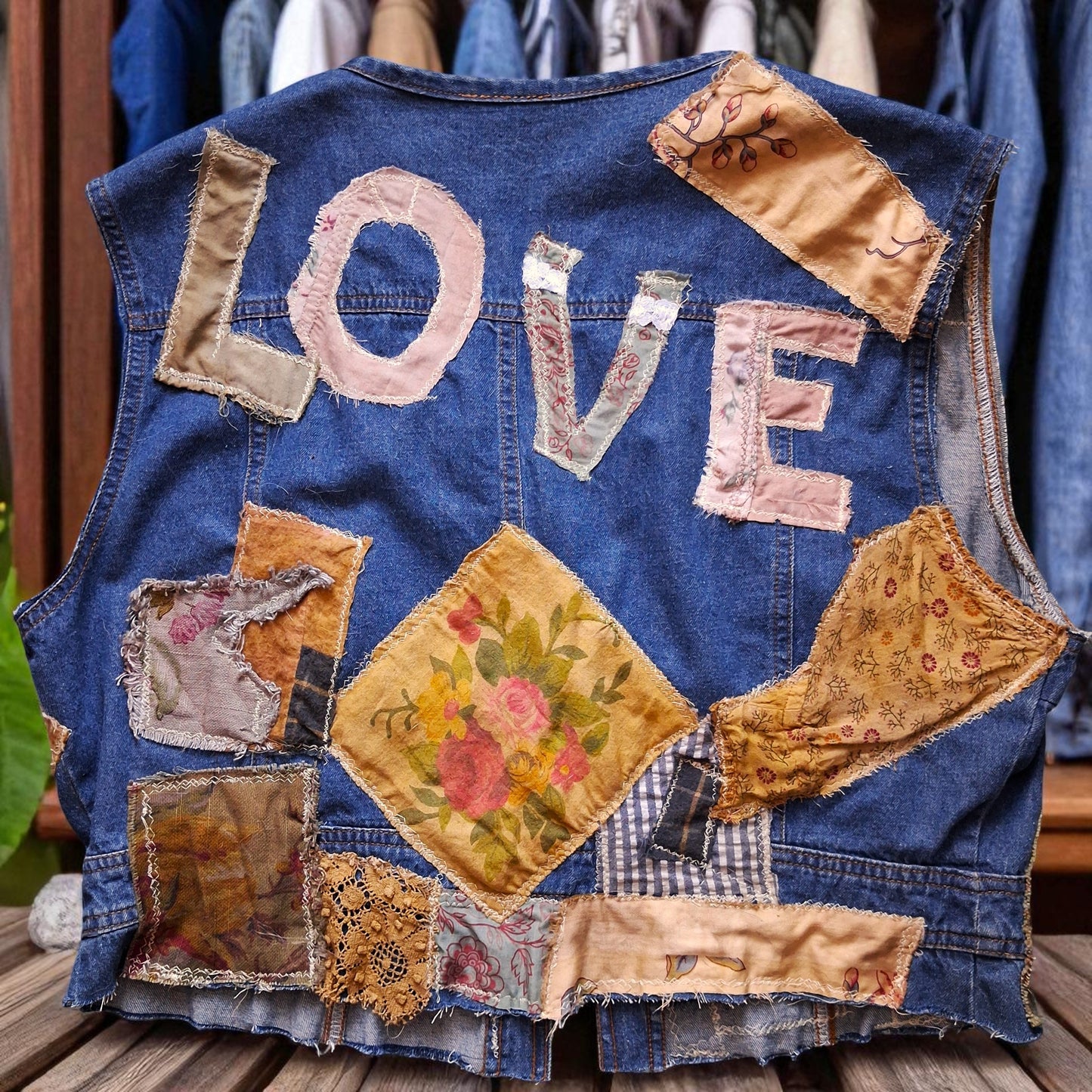 Denim Patchwork LOVE Vest