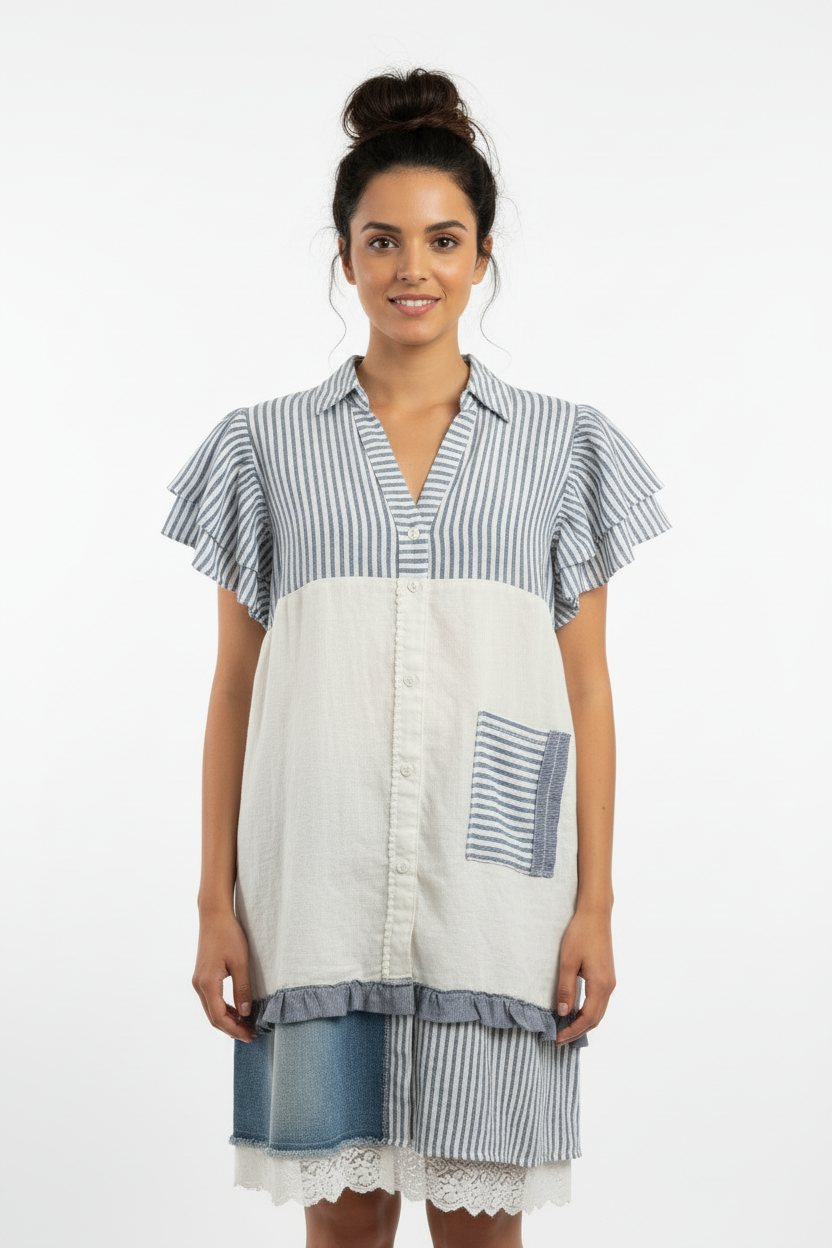 Nantucket Blue Upcycled Cotton Dress