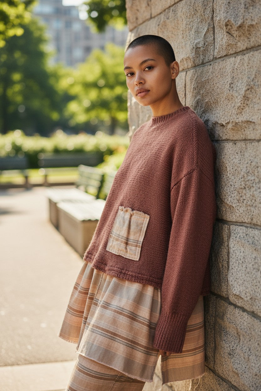 Upcycled Tunic Sweater Chestnut
